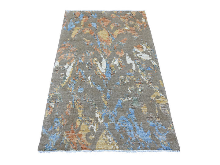 3'8" x 5'10" New Hand Knotted Brown Wool Rectangle Oriental Rug - MOA10221088