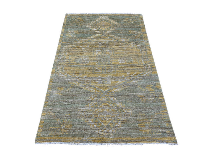 4'0" x 6'3" New Hand Knotted Green Wool Rectangle Oriental Rug - MOA10221089