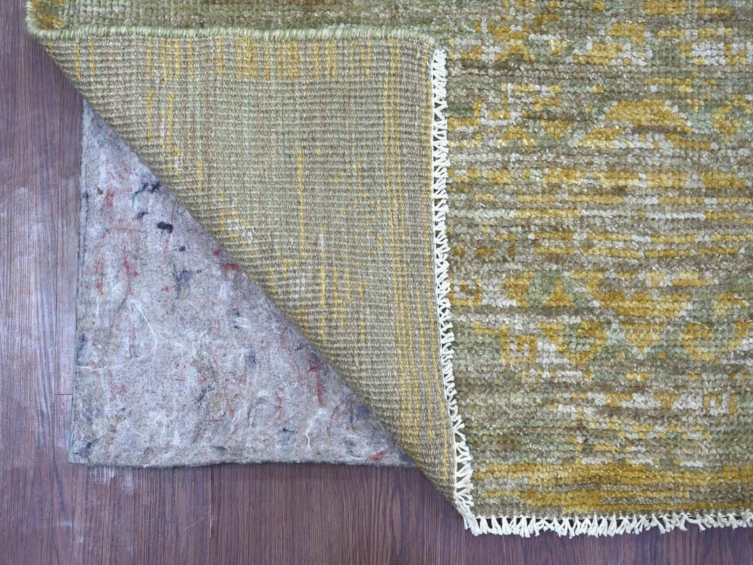 4'0" x 6'3" New Hand Knotted Green Wool Rectangle Oriental Rug - MOA10221089