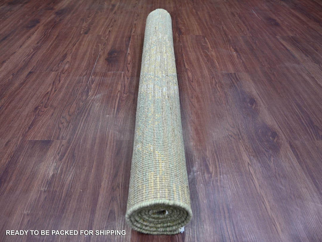 4'0" x 6'3" New Hand Knotted Green Wool Rectangle Oriental Rug - MOA10221089