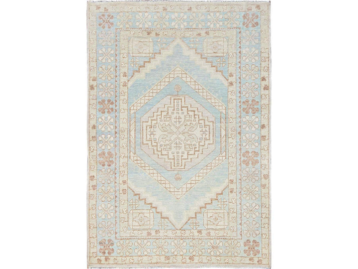 4'10" x 6'10" New Hand Knotted Blue Wool Rectangle Oriental Rug - MOA1022108