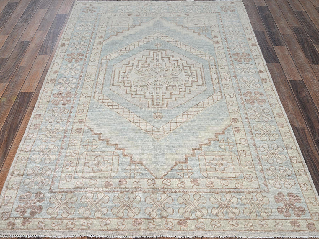 4'10" x 6'10" New Hand Knotted Blue Wool Rectangle Oriental Rug - MOA1022108