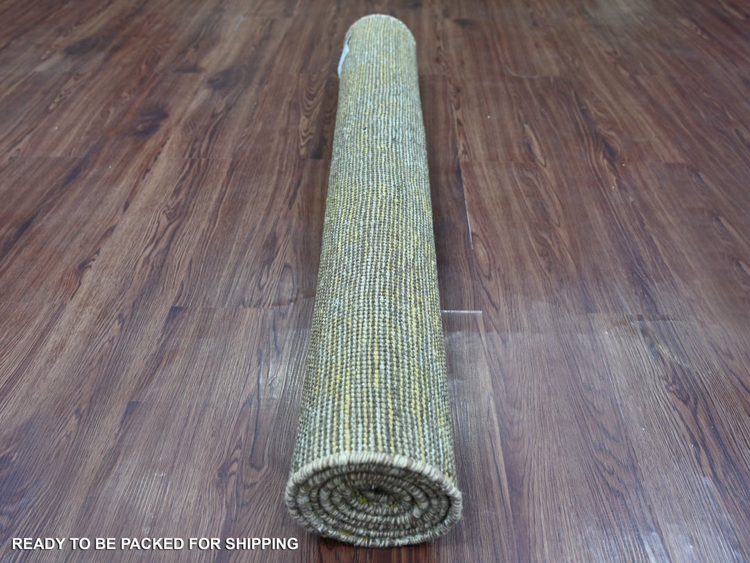 4'1" x 6'1" New Hand Knotted Grey Wool Rectangle Oriental Rug - MOA10221090