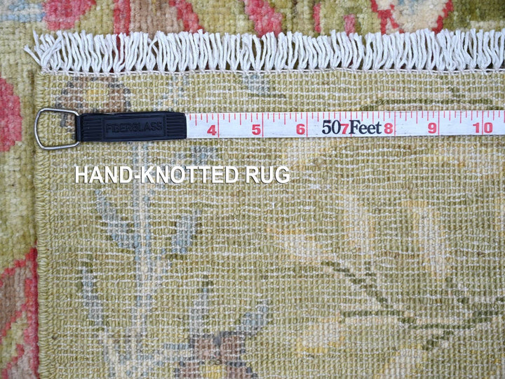 2'6" x 7'8" New Hand Knotted Green Wool Runner Oriental Rug - MOA10221091