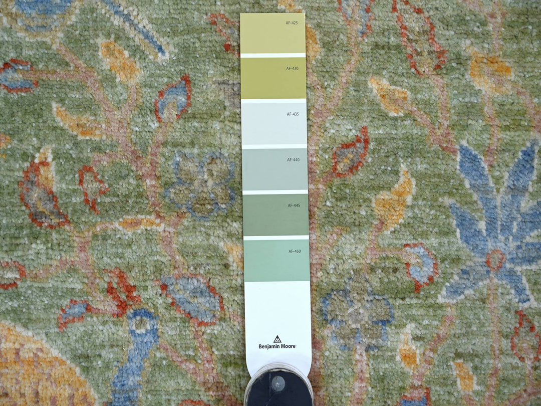 2'2" x 2'11" New Hand Knotted Green Wool Rectangle Oriental Rug - MOA10221096