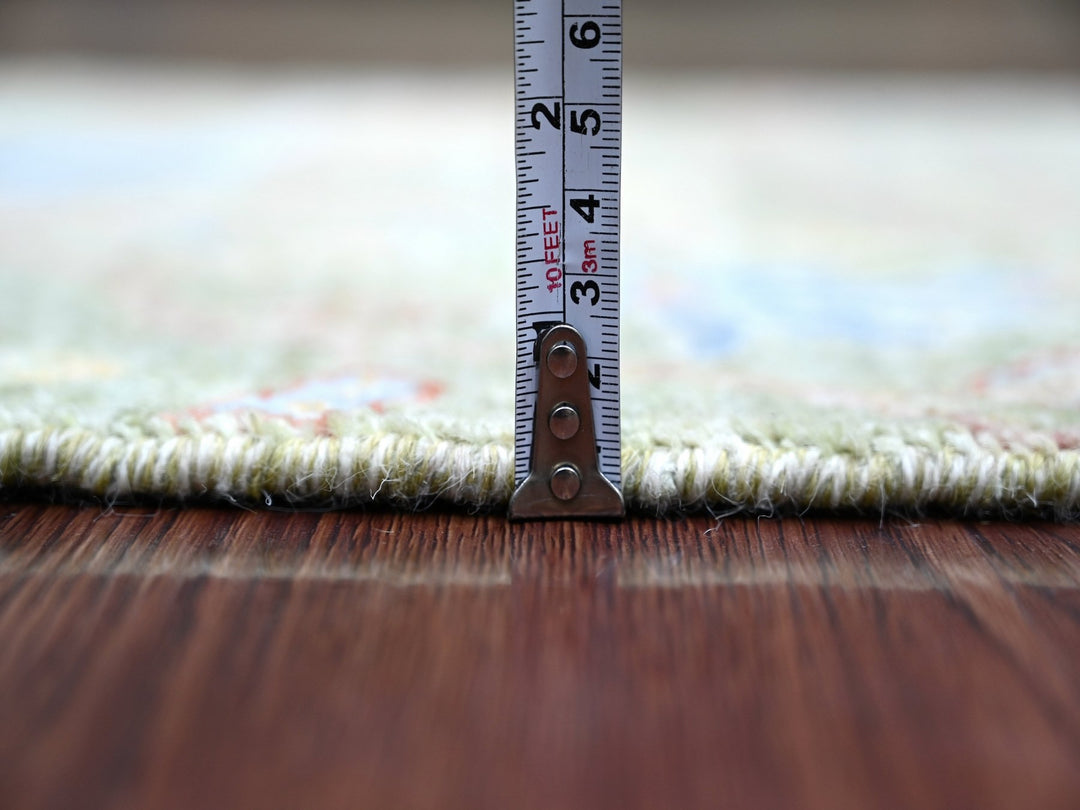 2'2" x 2'11" New Hand Knotted Green Wool Rectangle Oriental Rug - MOA10221096