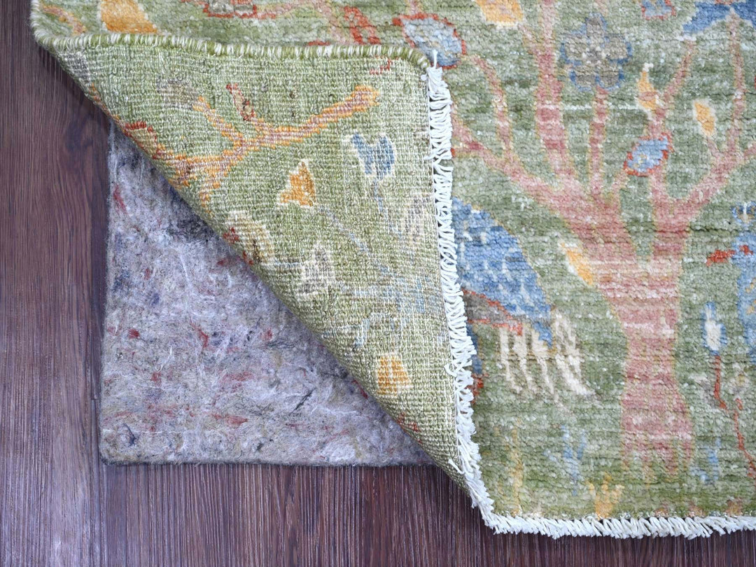 2'1" x 2'11" New Hand Knotted Green Wool Rectangle Oriental Rug - MOA10221097