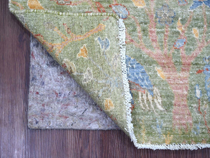 2'1" x 2'11" New Hand Knotted Green Wool Rectangle Oriental Rug - MOA10221097