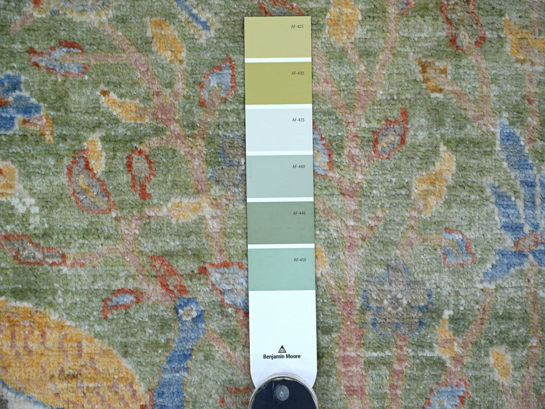 2'1" x 2'11" New Hand Knotted Green Wool Rectangle Oriental Rug - MOA10221097