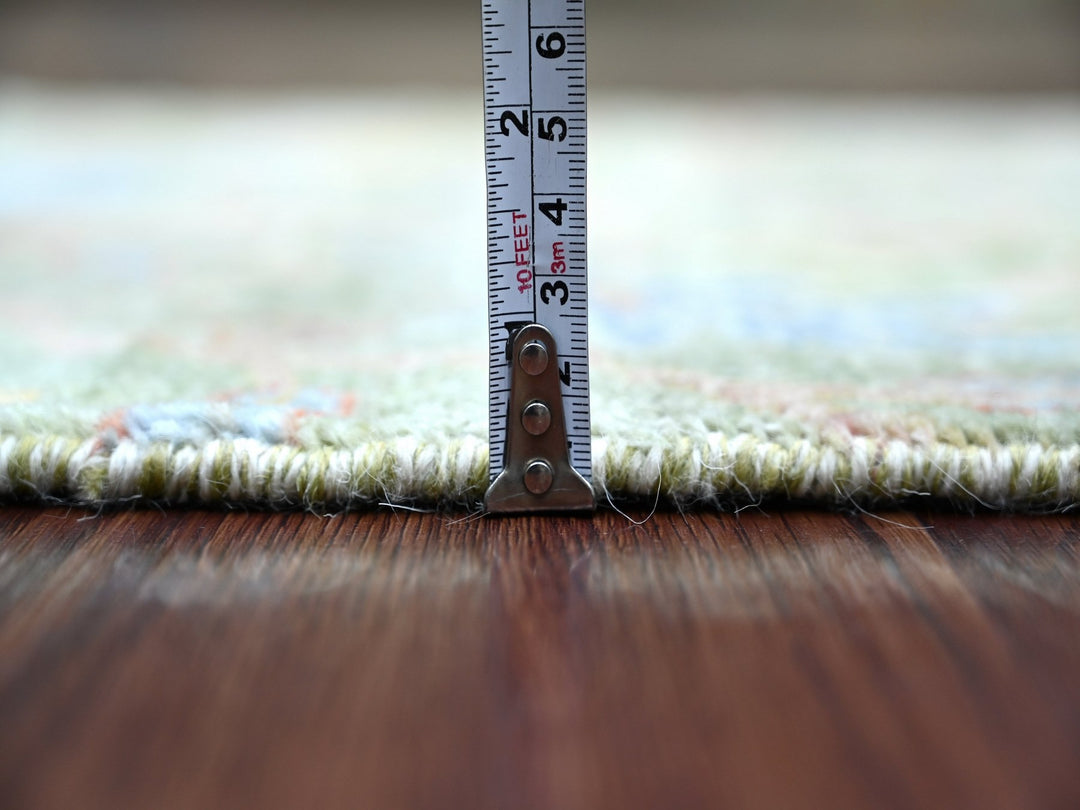 2'1" x 2'11" New Hand Knotted Green Wool Rectangle Oriental Rug - MOA10221097