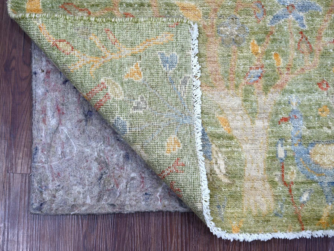 2'1" x 3'1" New Hand Knotted Green Wool Rectangle Oriental Rug - MOA10221098