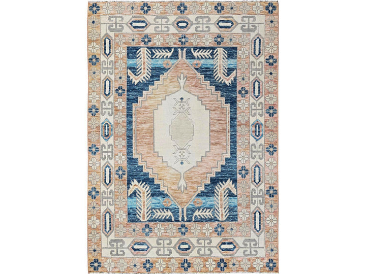 4'10" x 6'9" New Hand Knotted Pink Wool Rectangle Oriental Rug - MOA1022109