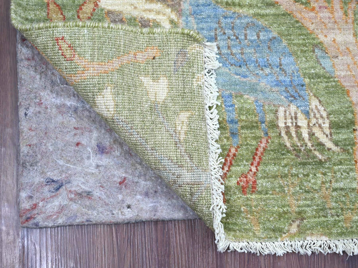 2'7" x 8'1" New Hand Knotted Green Wool Runner Oriental Rug - MOA10221100