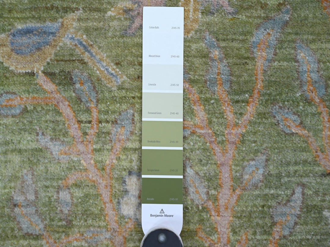 2'7" x 8'1" New Hand Knotted Green Wool Runner Oriental Rug - MOA10221100