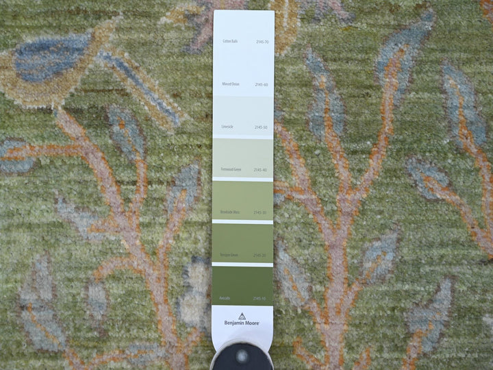 2'7" x 8'1" New Hand Knotted Green Wool Runner Oriental Rug - MOA10221100