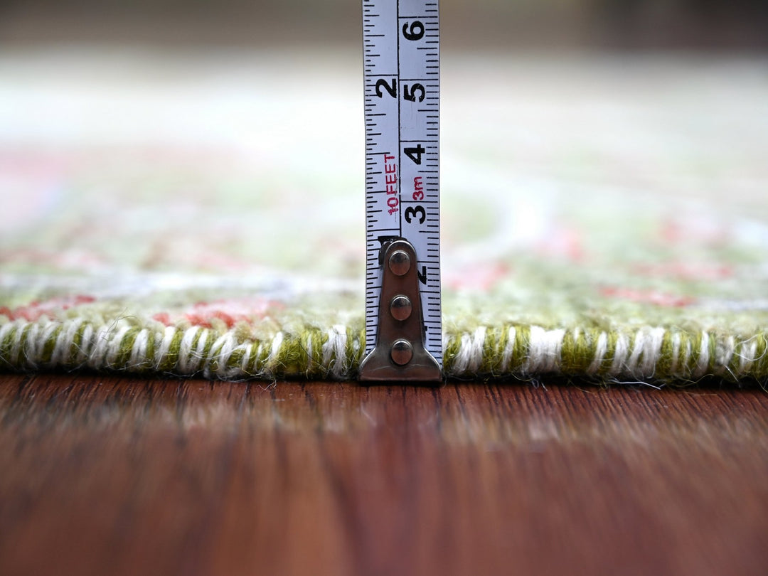 2'7" x 8'1" New Hand Knotted Green Wool Runner Oriental Rug - MOA10221100