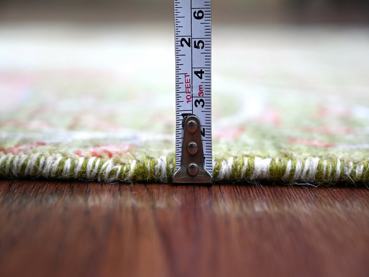 2'7" x 8'1" New Hand Knotted Green Wool Runner Oriental Rug - MOA10221100