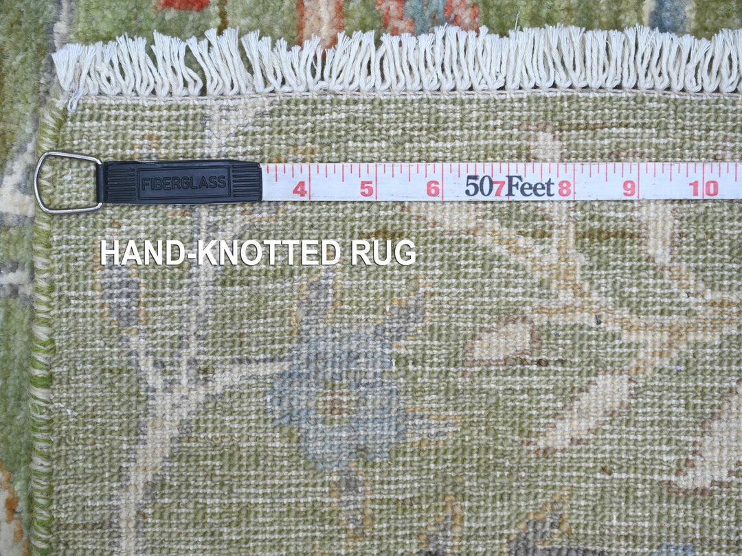 2'7" x 8'1" New Hand Knotted Green Wool Runner Oriental Rug - MOA10221100