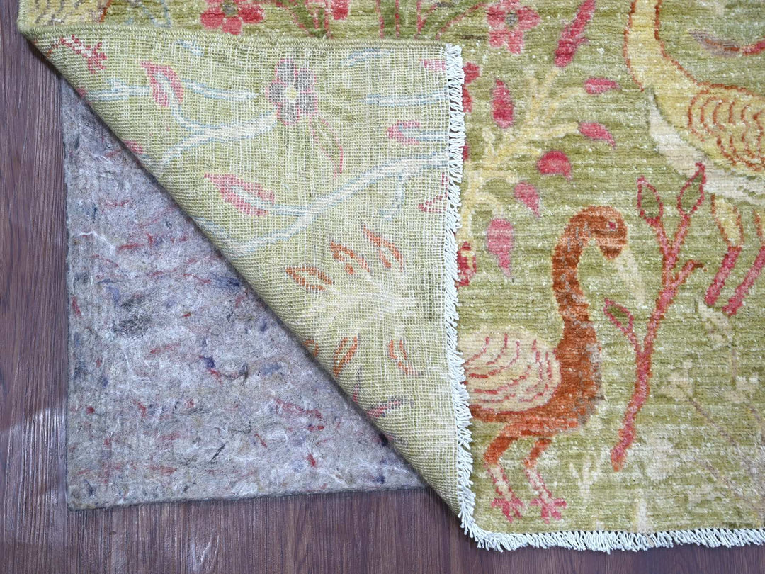 8'10" x 11'11" New Hand Knotted Green Wool Rectangle Oriental Rug - MOA10221102