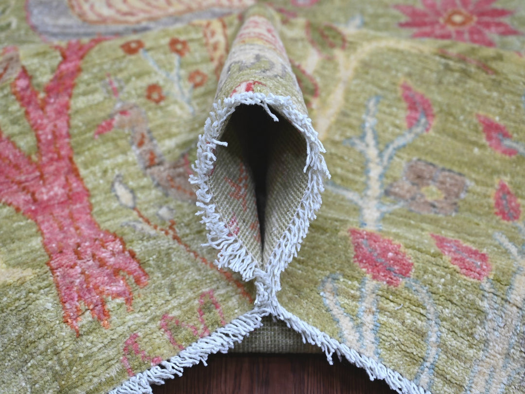 8'10" x 11'11" New Hand Knotted Green Wool Rectangle Oriental Rug - MOA10221102