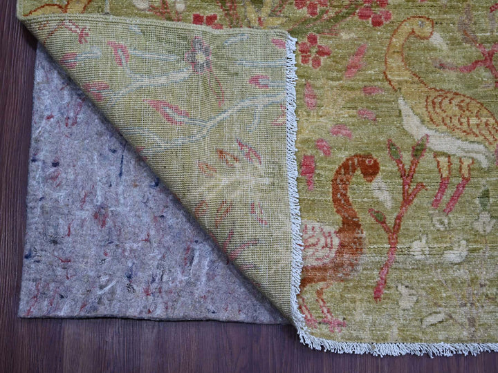 9'9" x 13'10" New Hand Knotted Green Wool Rectangle Oriental Rug - MOA10221104