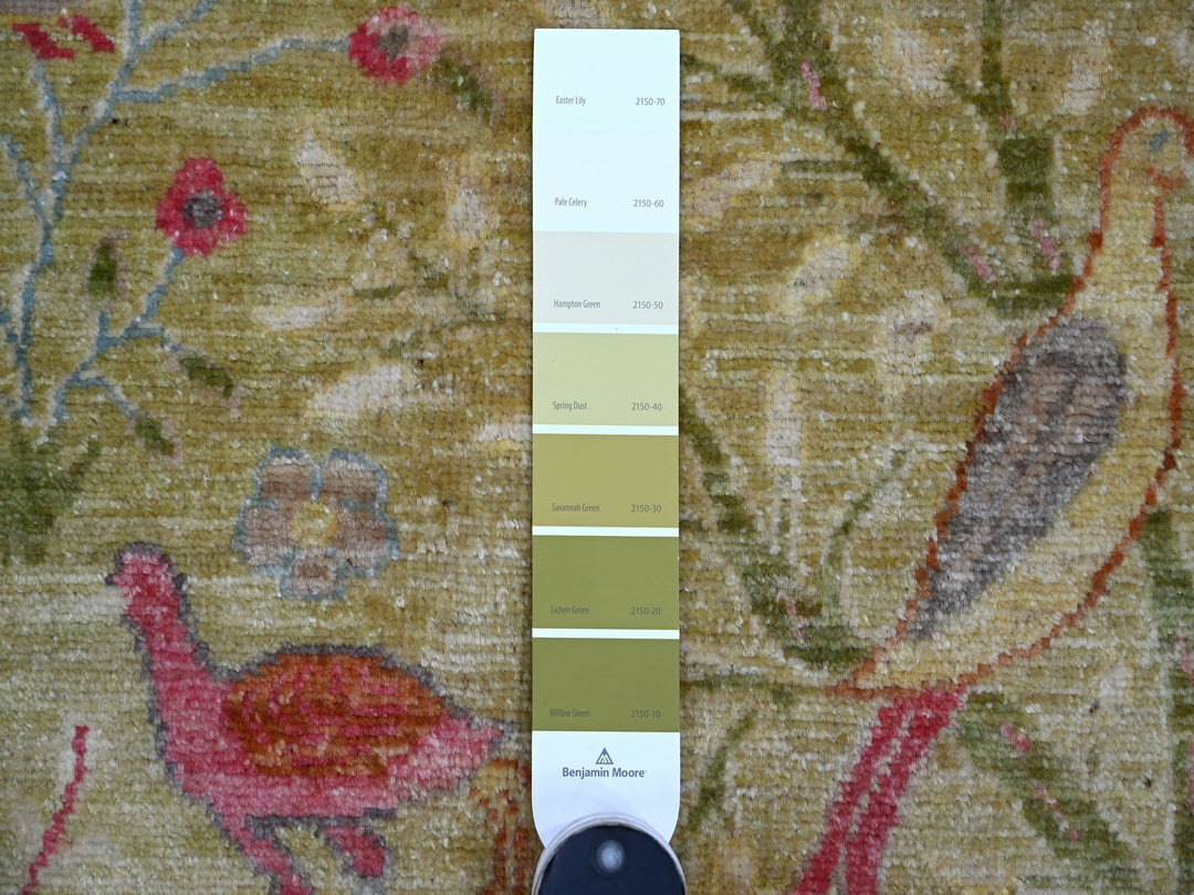 9'9" x 13'10" New Hand Knotted Green Wool Rectangle Oriental Rug - MOA10221104