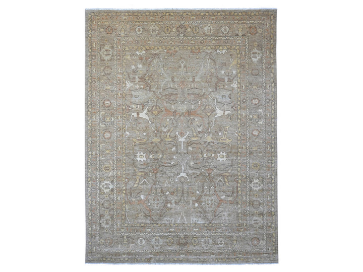 10'1" x 13'3" New Hand Knotted Brown Wool Rectangle Oriental Rug - MOA10221105