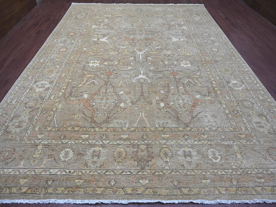 10'1" x 13'3" New Hand Knotted Brown Wool Rectangle Oriental Rug - MOA10221105