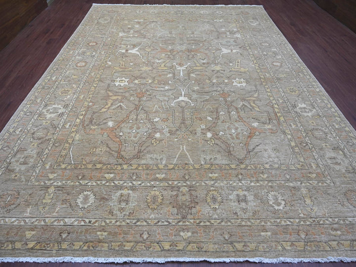 10'1" x 13'3" New Hand Knotted Brown Wool Rectangle Oriental Rug - MOA10221105