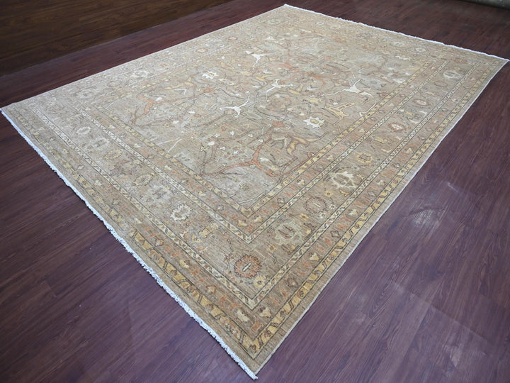 10'1" x 13'3" New Hand Knotted Brown Wool Rectangle Oriental Rug - MOA10221105