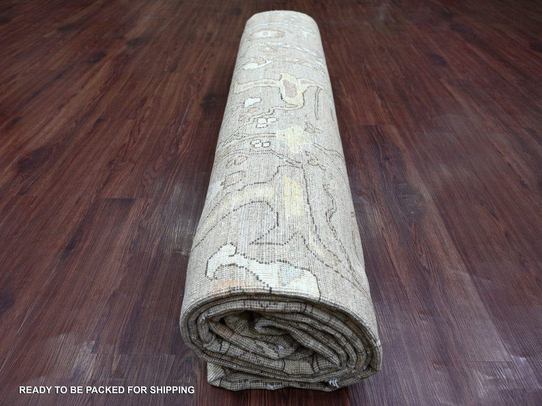 10'1" x 13'3" New Hand Knotted Brown Wool Rectangle Oriental Rug - MOA10221105