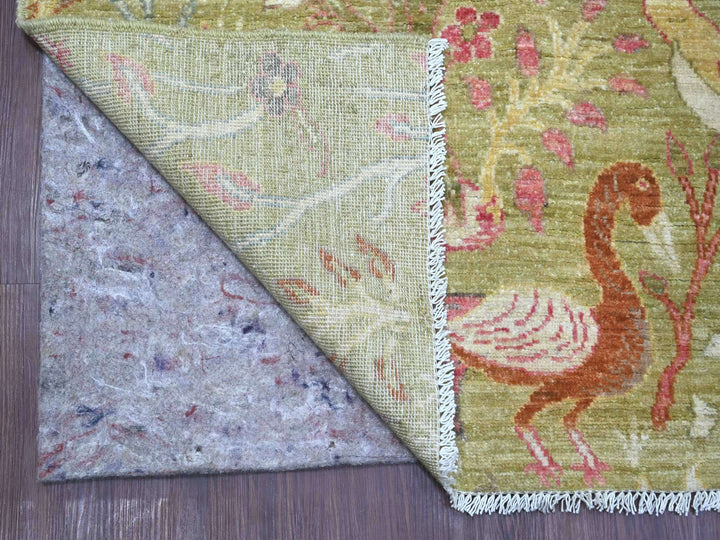 8'2" x 9'9" New Hand Knotted Green Wool Rectangle Oriental Rug - MOA10221108