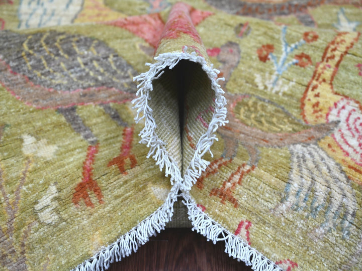 8'2" x 9'9" New Hand Knotted Green Wool Rectangle Oriental Rug - MOA10221108