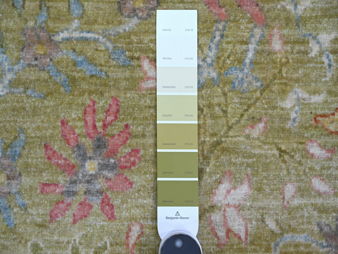 8'2" x 9'9" New Hand Knotted Green Wool Rectangle Oriental Rug - MOA10221108