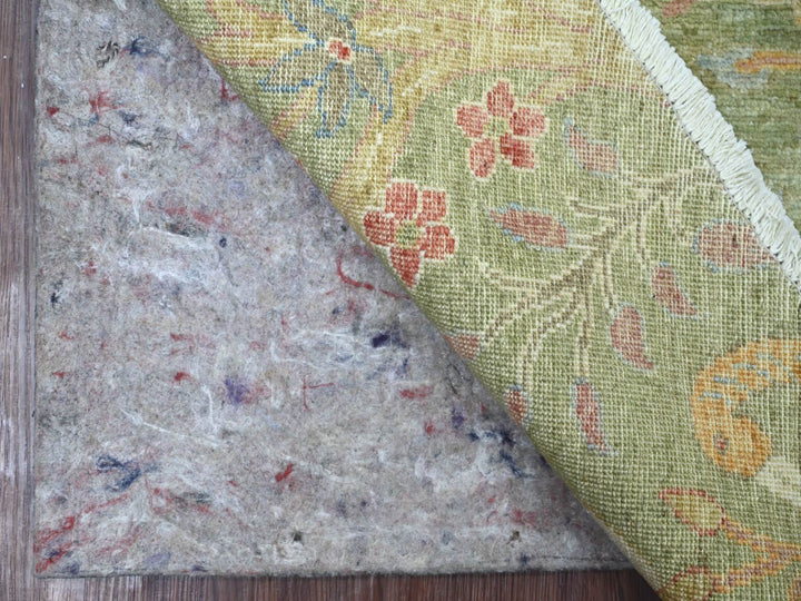 7'11" x 8'0" New Hand Knotted Green Wool Round Oriental Rug - MOA10221109