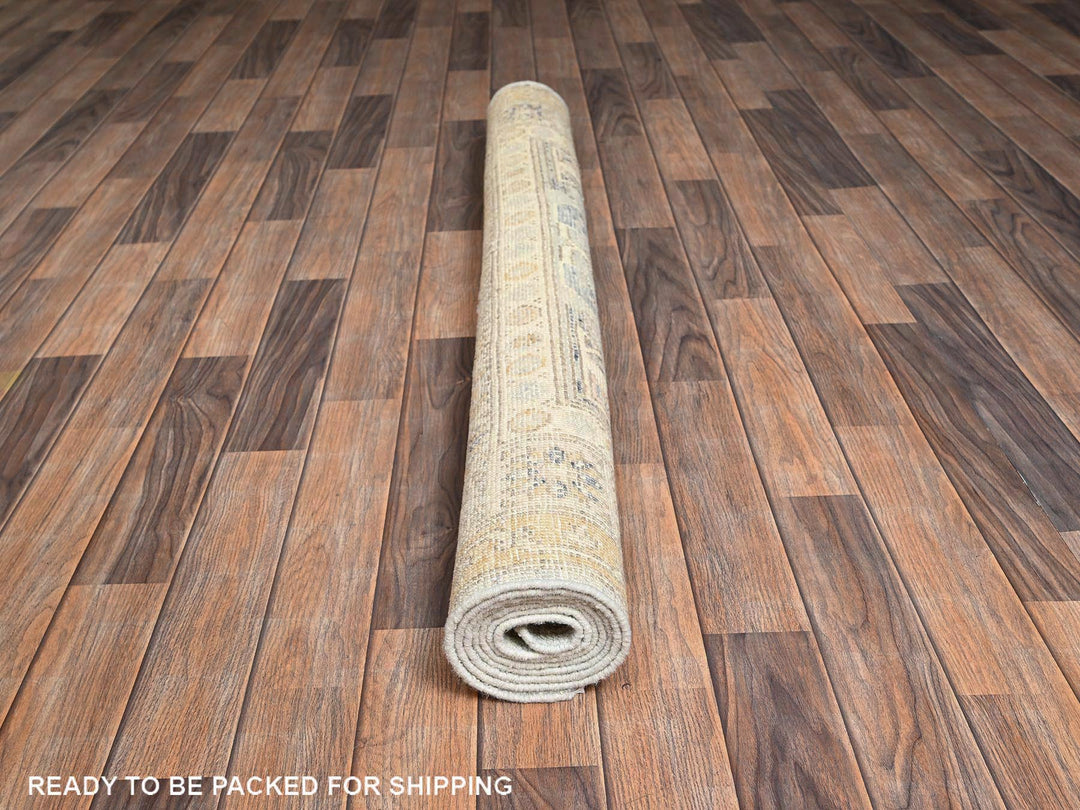 4'10" x 6'9" New Hand Knotted Beige Wool Rectangle Oriental Rug - MOA1022110