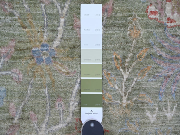 9'10" x 13'11" New Hand Knotted Green Wool Rectangle Oriental Rug - MOA10221110