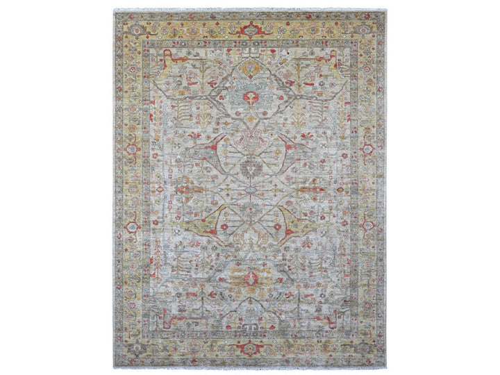 9'0" x 11'10" New Hand Knotted Grey Wool Rectangle Oriental Rug - MOA10221111