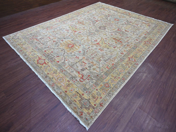 9'0" x 11'10" New Hand Knotted Grey Wool Rectangle Oriental Rug - MOA10221111