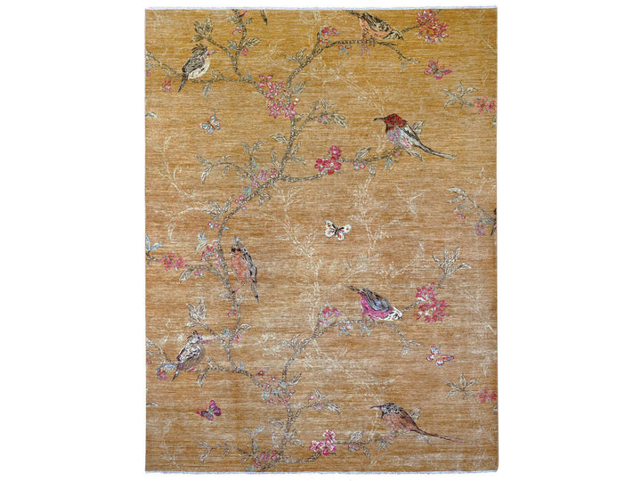 8'11" x 11'10" New Hand Knotted Brown Wool Rectangle Oriental Rug - MOA10221113