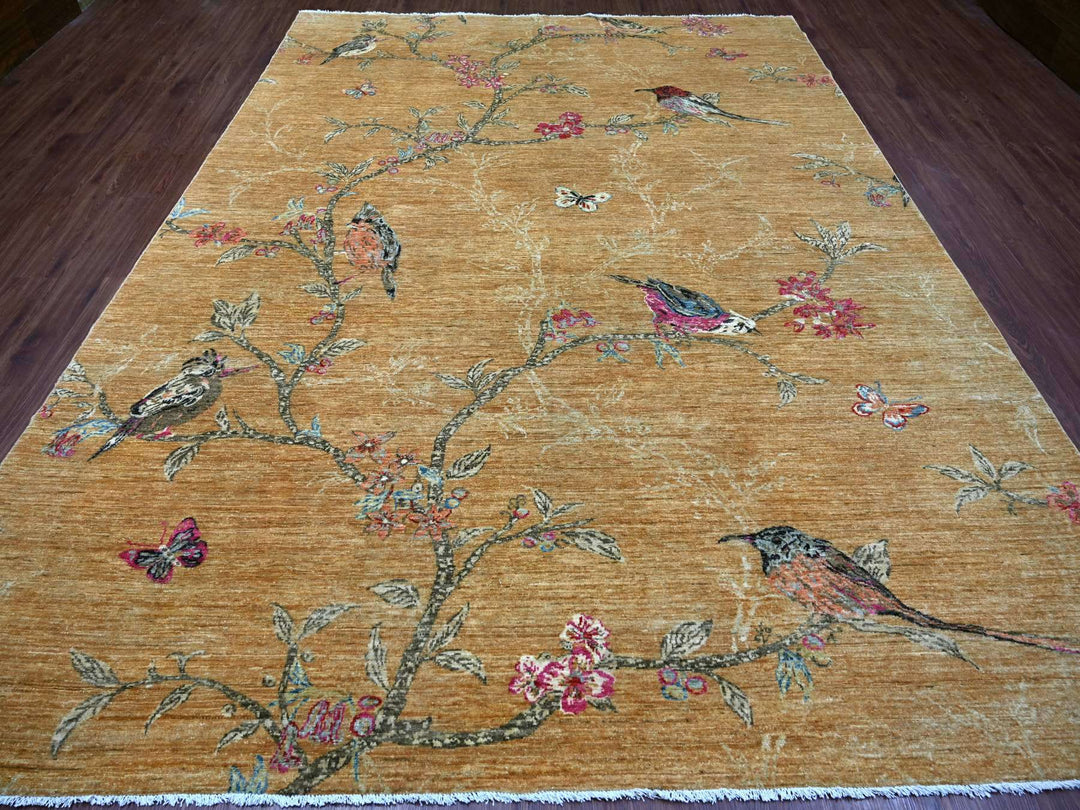 8'11" x 11'10" New Hand Knotted Brown Wool Rectangle Oriental Rug - MOA10221113