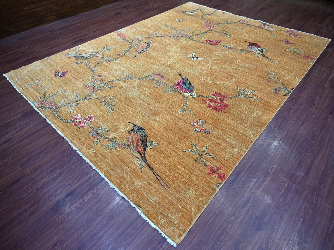 8'11" x 11'10" New Hand Knotted Brown Wool Rectangle Oriental Rug - MOA10221113