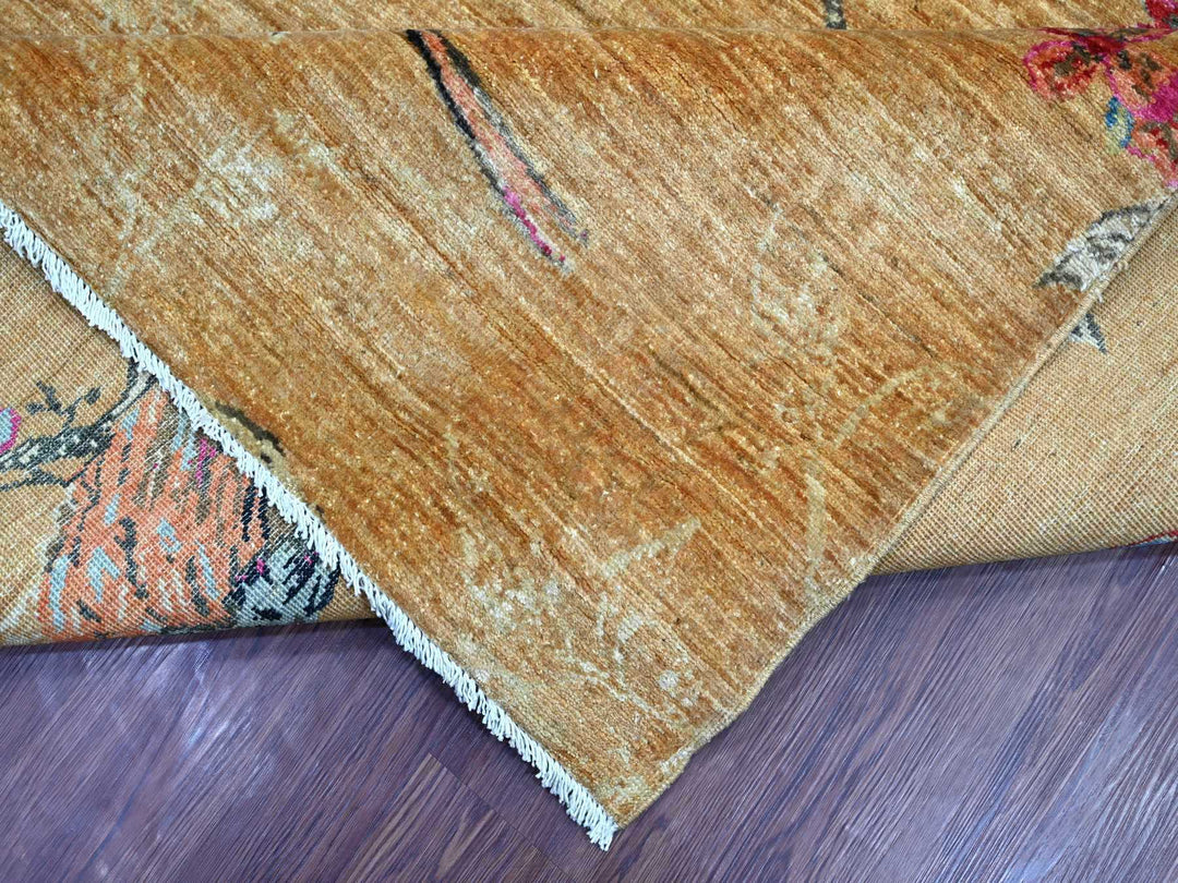 8'11" x 11'10" New Hand Knotted Brown Wool Rectangle Oriental Rug - MOA10221113