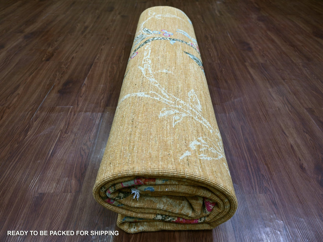 8'11" x 11'10" New Hand Knotted Brown Wool Rectangle Oriental Rug - MOA10221113