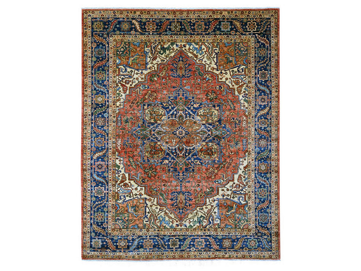 9'2" x 11'7" New Hand Knotted Red Wool Rectangle Oriental Rug - MOA10221114