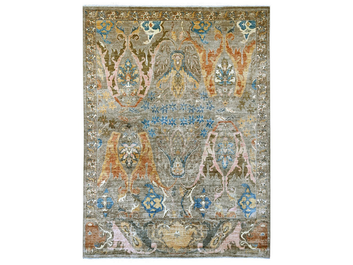 8'10" x 11'10" New Hand Knotted Brown Wool Rectangle Oriental Rug - MOA10221115