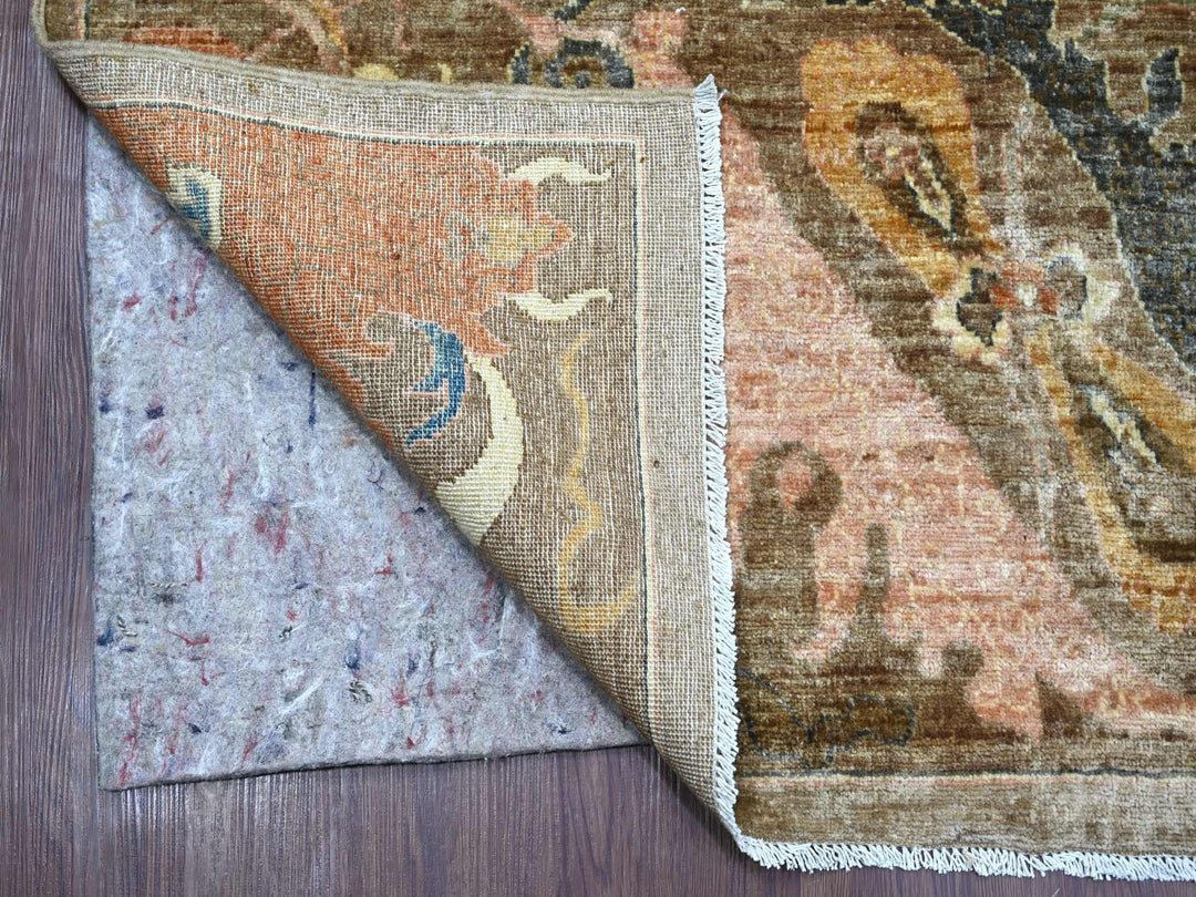 8'10" x 11'10" New Hand Knotted Brown Wool Rectangle Oriental Rug - MOA10221115