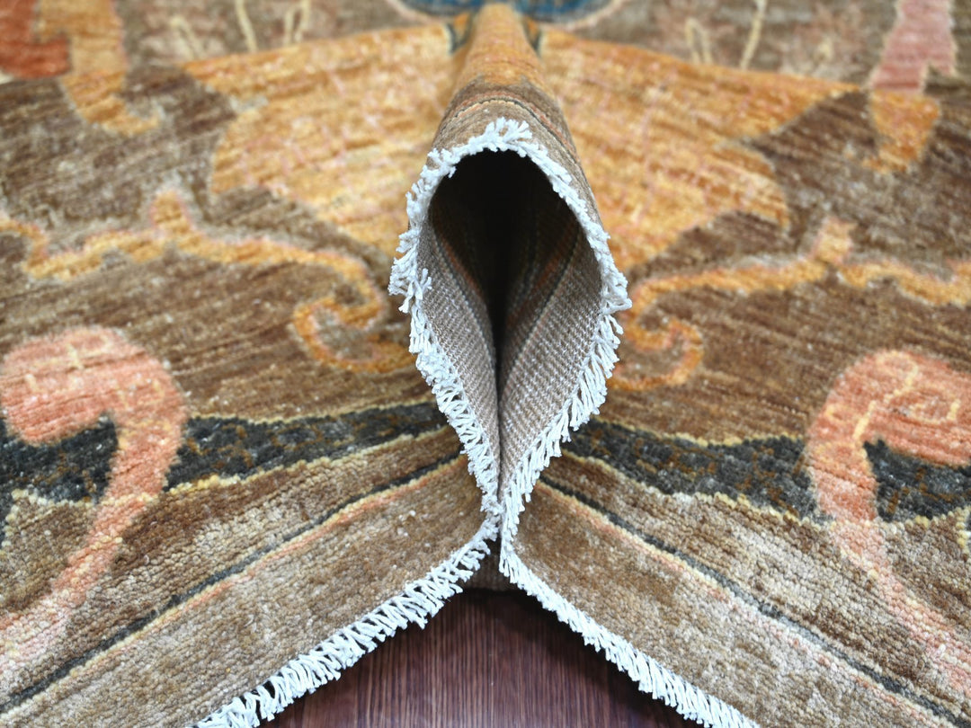 8'10" x 11'10" New Hand Knotted Brown Wool Rectangle Oriental Rug - MOA10221115