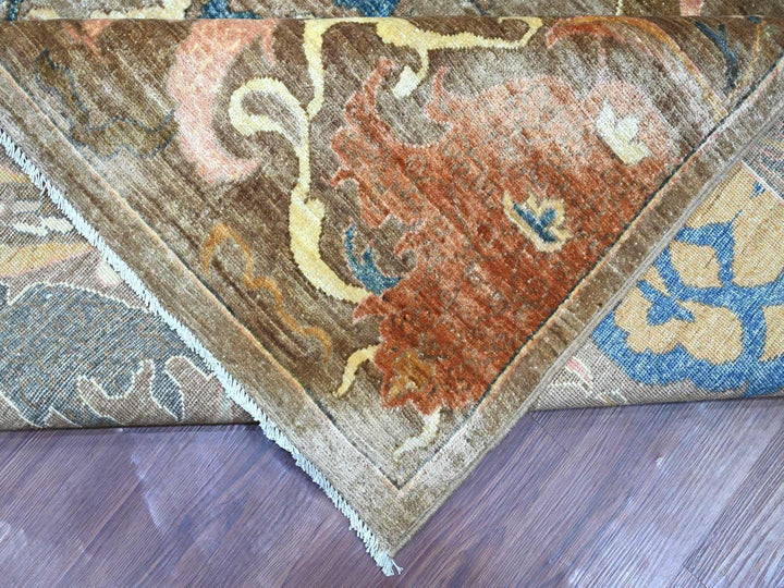 8'10" x 11'10" New Hand Knotted Brown Wool Rectangle Oriental Rug - MOA10221115