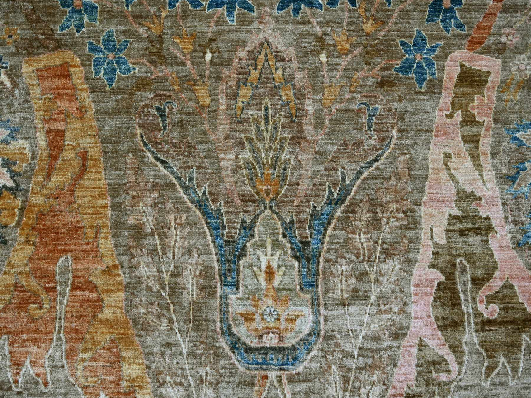 8'10" x 11'10" New Hand Knotted Brown Wool Rectangle Oriental Rug - MOA10221115